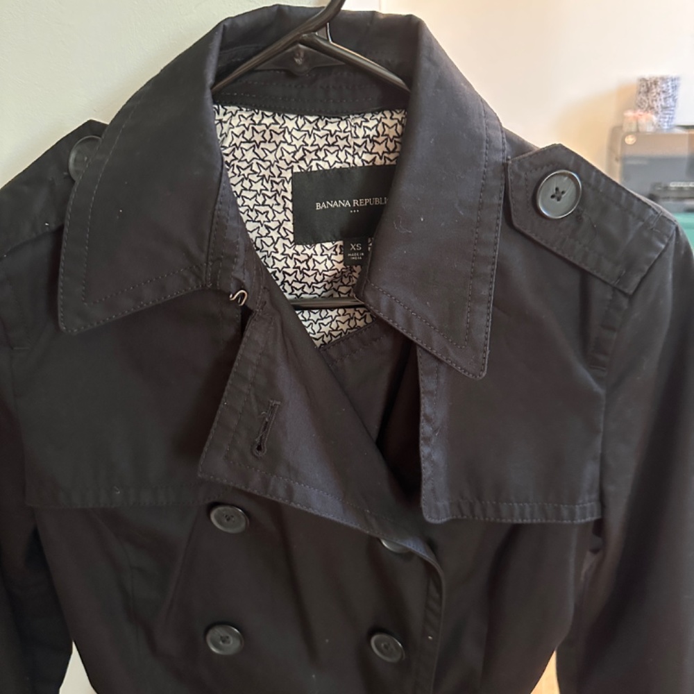 Banana republic xs black trenchcoat - Picture 2 of 8